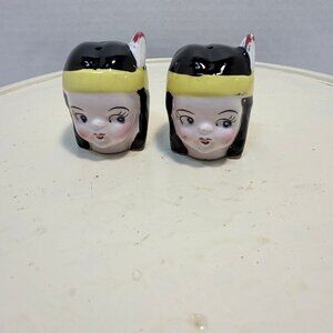 Pair of Vintage Indian Maiden Salt and Pepper Shakers